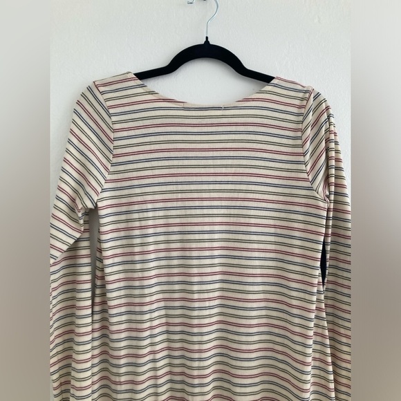 Anthropologie Puella Striped Swing Dress Long Sleeve Elbow Patch Multicolor M - Picture 10 of 13